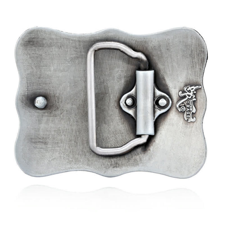 Cintura in pelle fai da te da uomo con fibbia da rodeo Longhorn Bull in argento - image 1