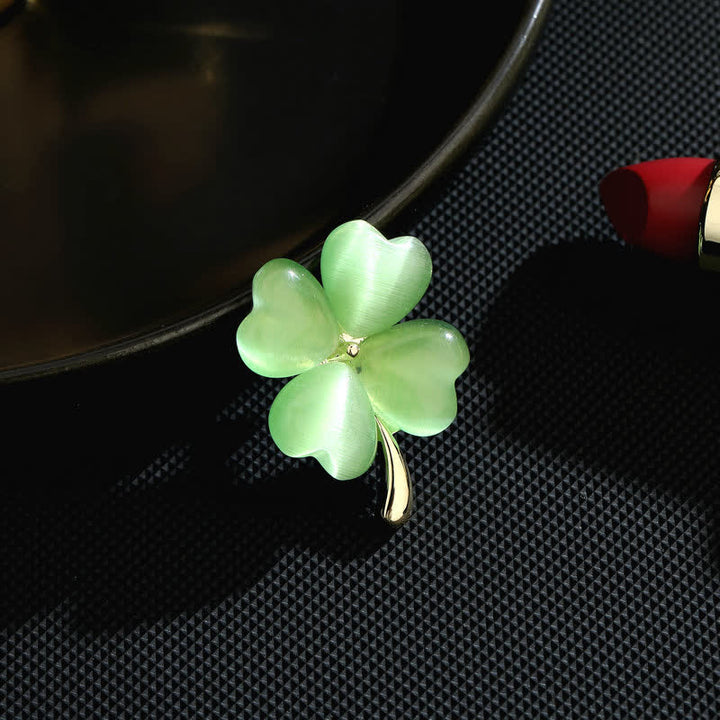 Spilla da donna con quadrifogli portafortuna - Verde - image 0