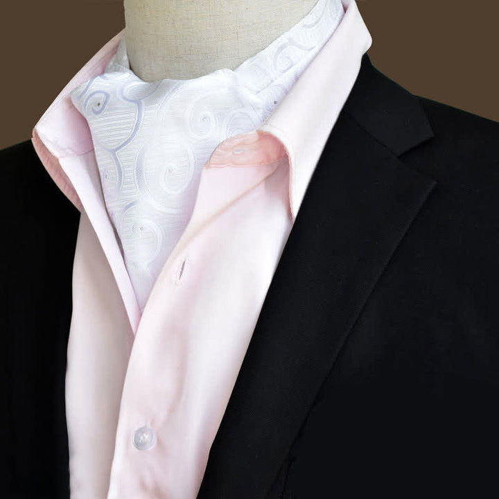 Cravatta Ascot Paisley floreale da uomo, per il tempo libero, bianca - Bianco - image 0