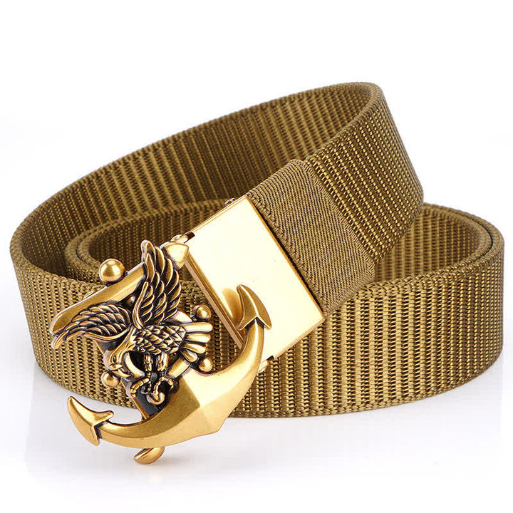 Cintura in nylon con ancora e aquila da uomo - Cachi / Oro - 48" - image 10