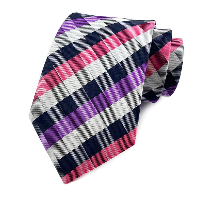 Smoking da uomo attillato con cravatta scozzese - Viola e rosa - image 11