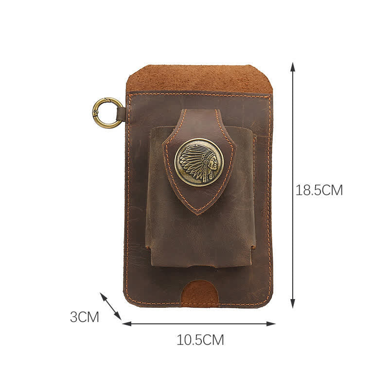 Fondina per telefono con bottone magnetico, borsa da cintura in pelle di cavallo pazzo - image 6