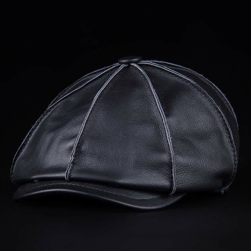 Berretto letterario ottagonale in vera pelle - Nero - L (23 1/4"-23 5/8") - image 8