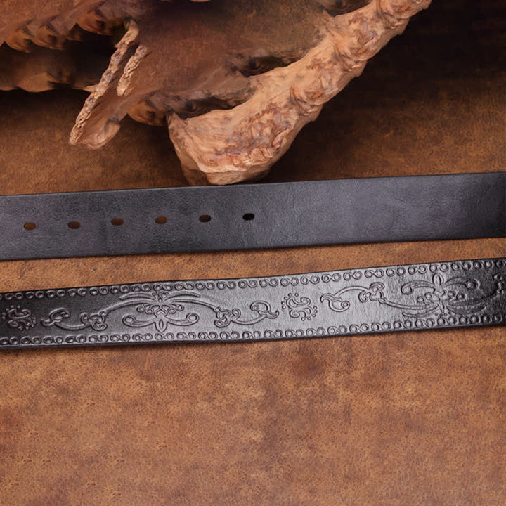 Cintura unisex in pelle con stampa floreale e texture rustica - image 13