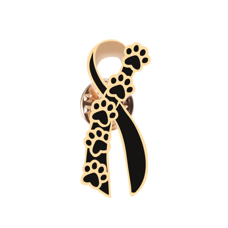 Spilla a nastro con impronta di cucciolo da donna - Nero e oro - image 0
