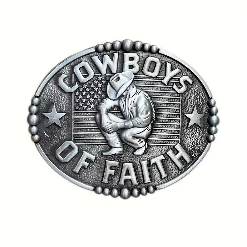 Cintura in pelle con fibbia "Cowboys Of Faith" fai da te da uomo - Argento antico - Senza cintura - image 3
