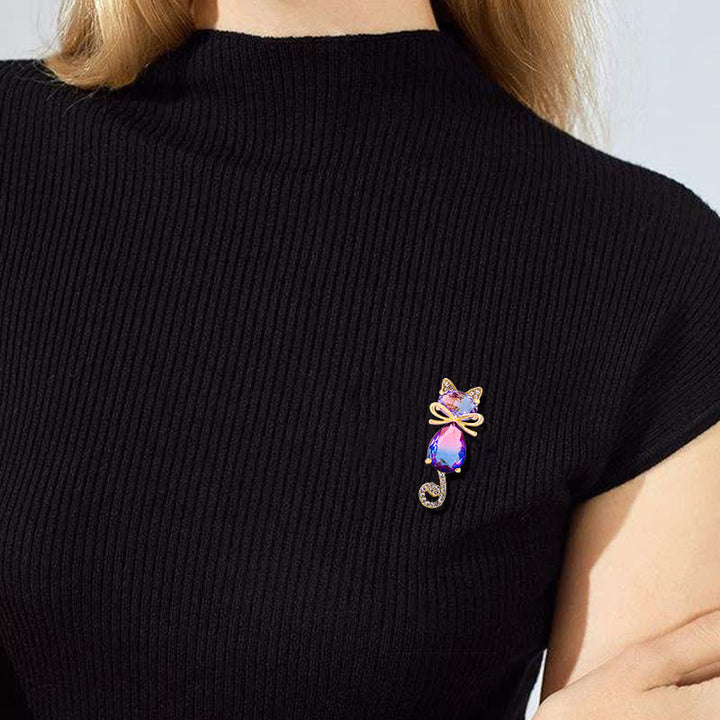 Spilla con strass a forma di gattino carino da donna - image 1