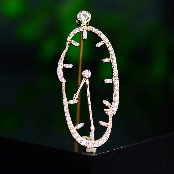 Spilla unisex con orologio astratto con tempo invertito - Oro - image 0