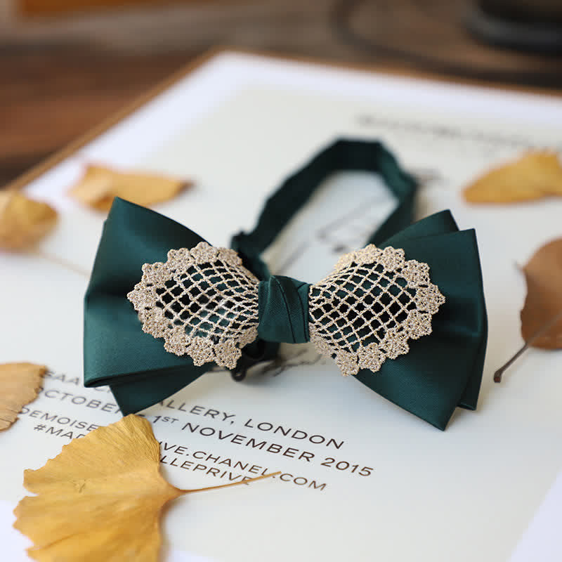 Papillon elegante in pizzo floreale da uomo - Verde - image 6