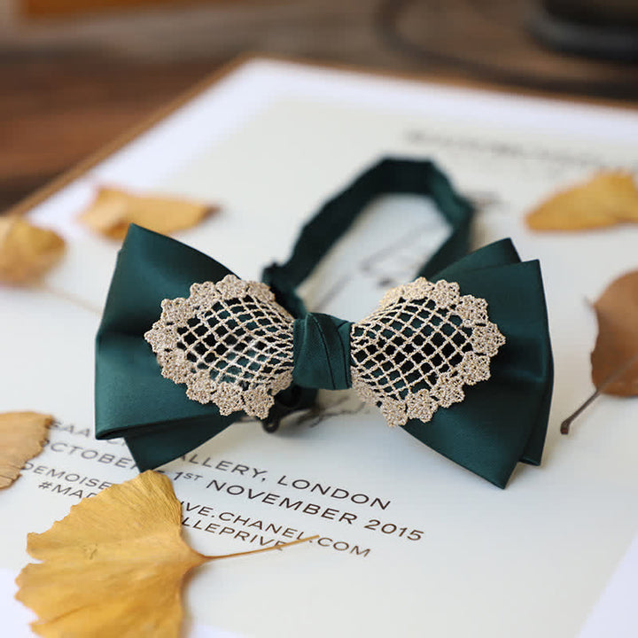 Papillon elegante in pizzo floreale da uomo - Verde - image 6