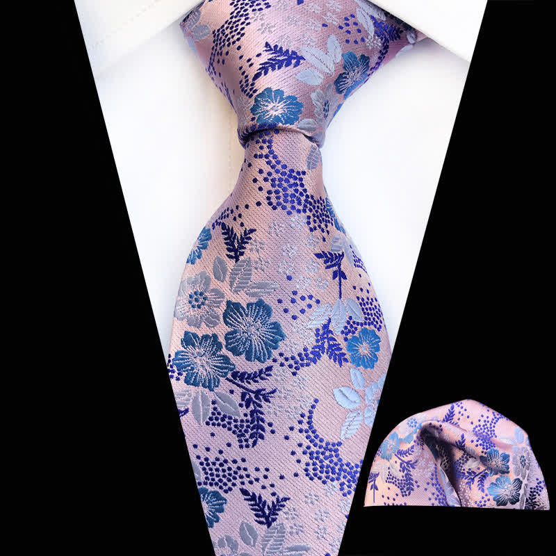 Set di 2 cravatte floreali con fiori di prugna da uomo - Viola #2 - image 15