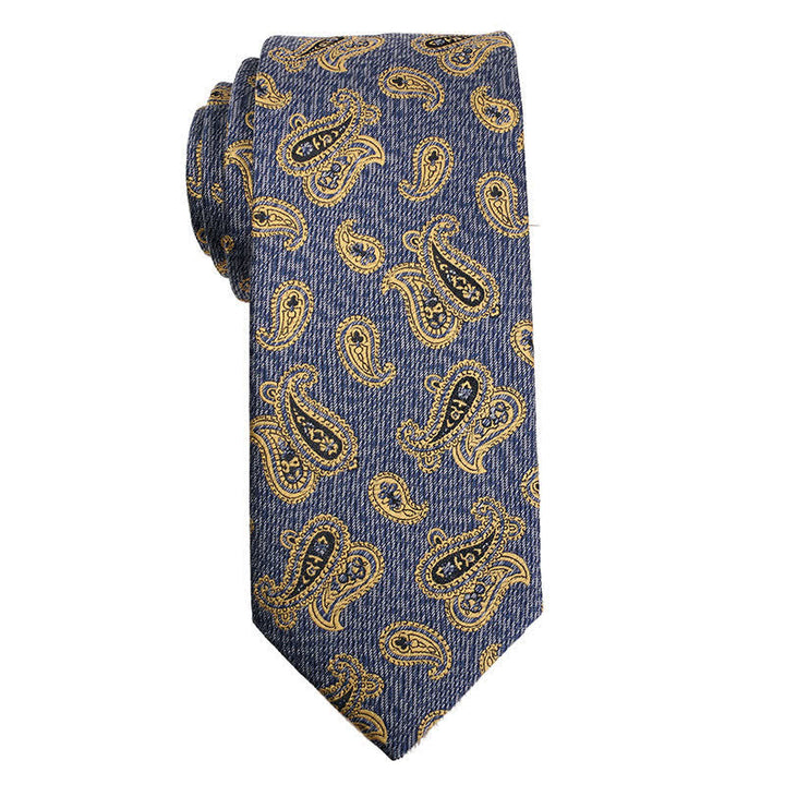 Cravatta da uomo con motivo floreale Paisley della serie Gold Orange - Paisley blu - image 5
