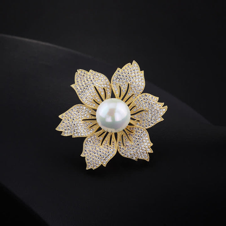 Spilla Bauhinia di lusso con perle brillanti da donna - Oro e bianco - image 5