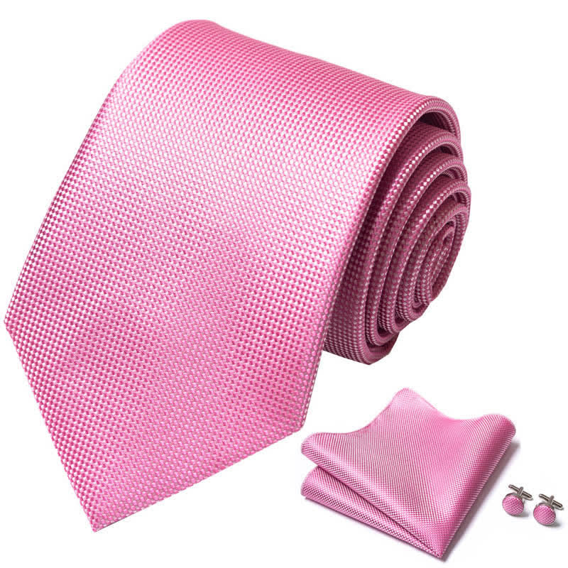 Set di 3 cravatte da uomo in tinta unita rosa brillante - image 1