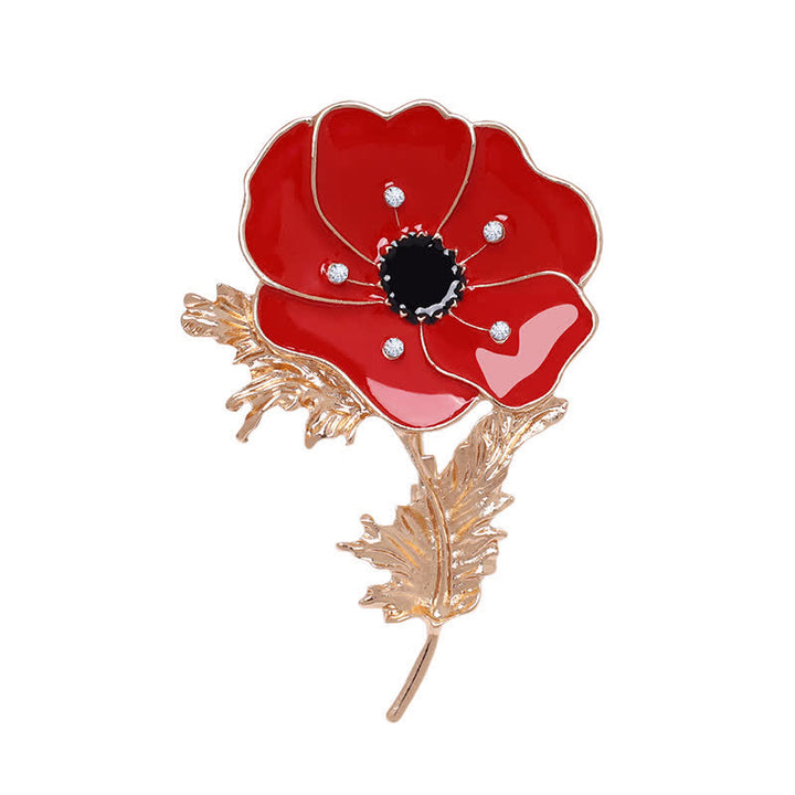 Spilla da donna con dipinto a olio vintage a forma di papavero - image 3