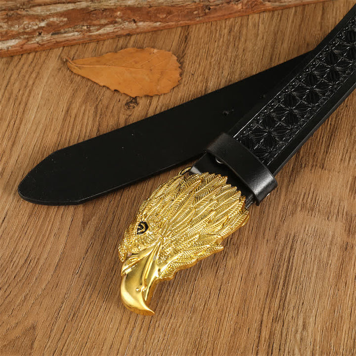 Cintura da uomo in pelle western con testa d'aquila e avvoltoio realistico - image 18