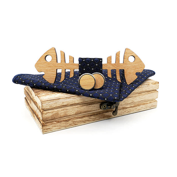 Set di 3 papillon in legno a spina di pesce da uomo - Marina Militare - image 11