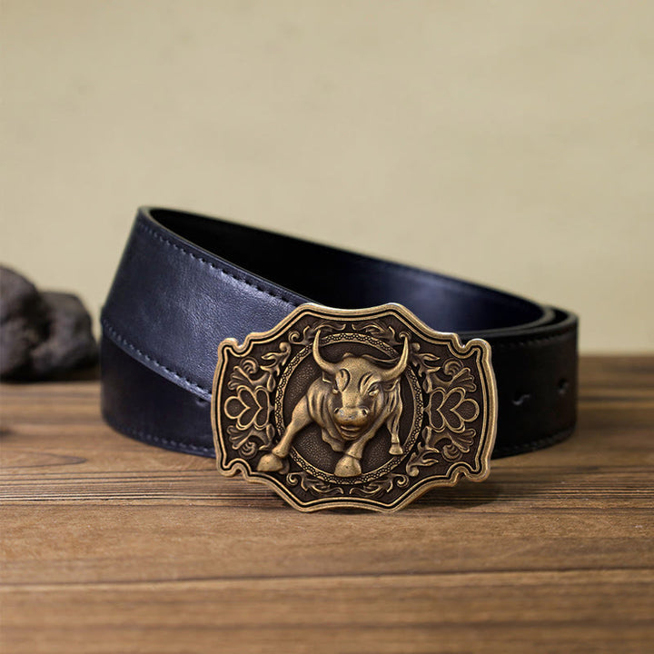 Cintura in pelle con fibbia Matador fai da te da uomo - Bronzo - Cintura PU nera (40) - image 5
