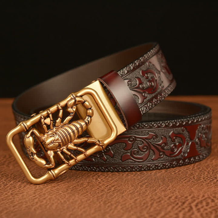 Cintura in pelle incisa con scorpione in rilievo da uomo - image 11