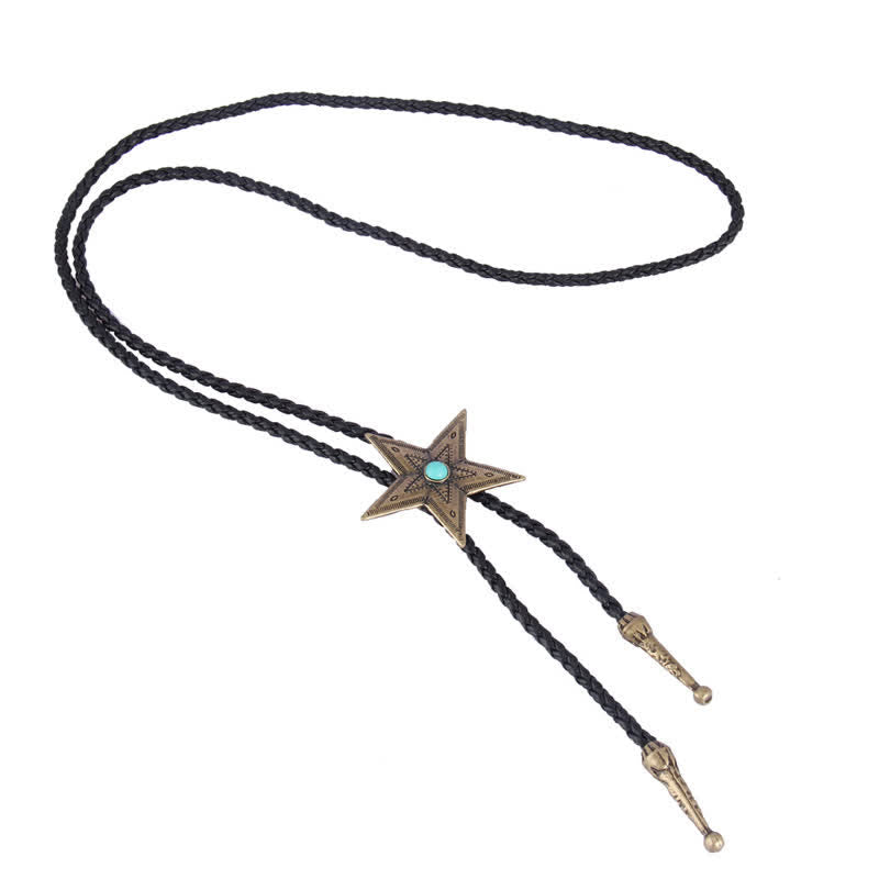 Collana con ciondolo a forma di stella in pietra naturale vintage Bolo Tie - image 9