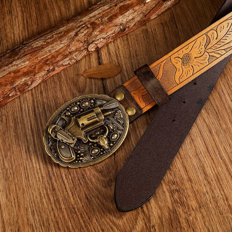 Cintura da uomo in pelle con toro da pistola retrò classica - image 1