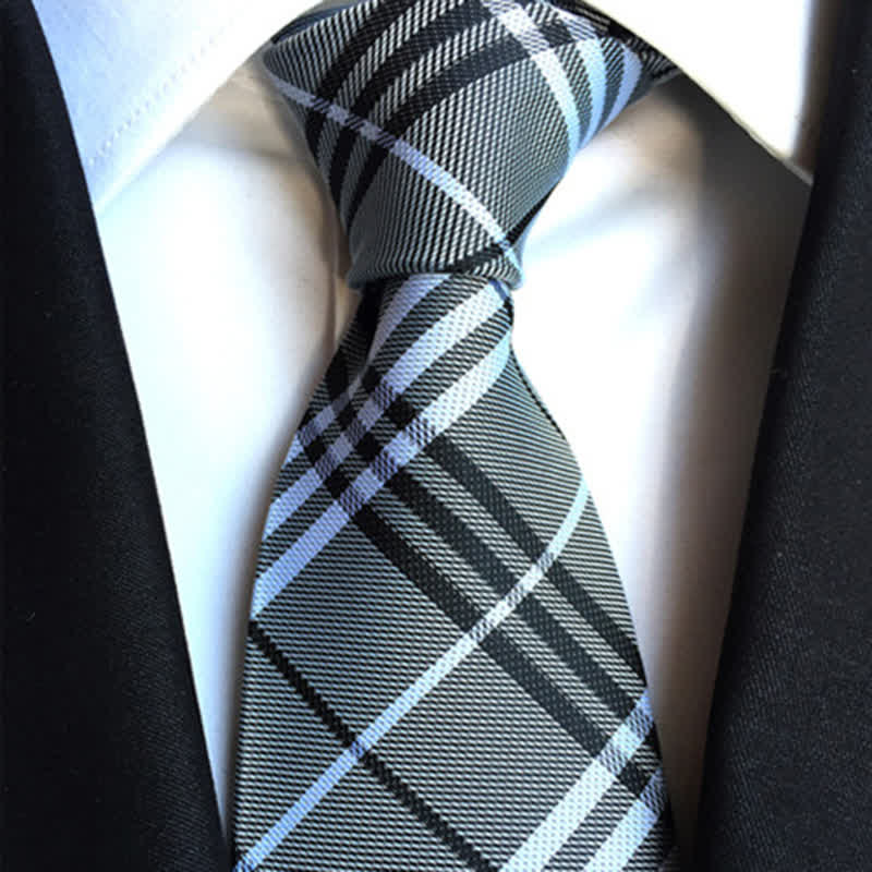 Cravatta a quadri da uomo Modernity Business - Grigio e bianco - image 3