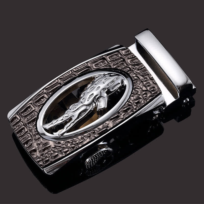 Cintura in pelle con fibbia automatica in coccodrillo cavo fai da te da uomo - Argento - Senza cintura - image 6