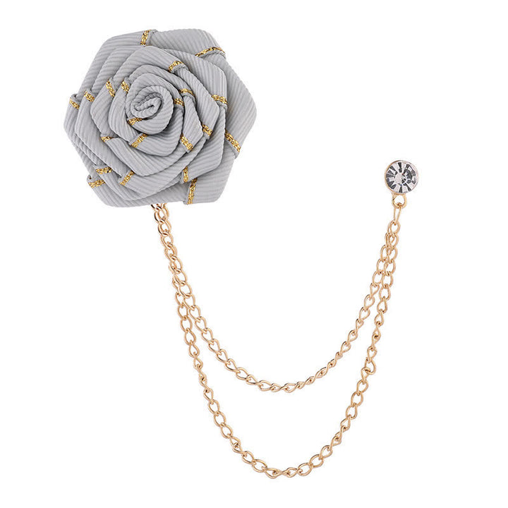 Spilla a catena con rose floreali da uomo - Grigio - image 14