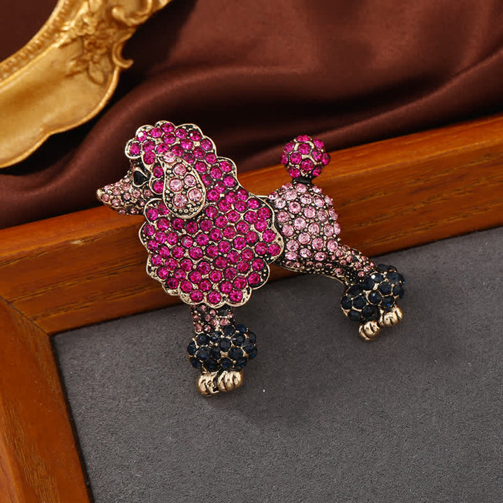 Spilla da donna a forma di barboncino con strass - Rosa - image 0