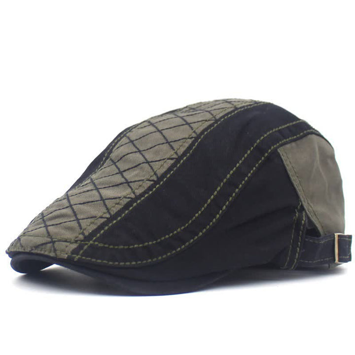 Berretto con ricamo vintage a quadri patchwork - Verde militare e nero - Regolabile (circa 21 5/8"-23 5/8") - image 6