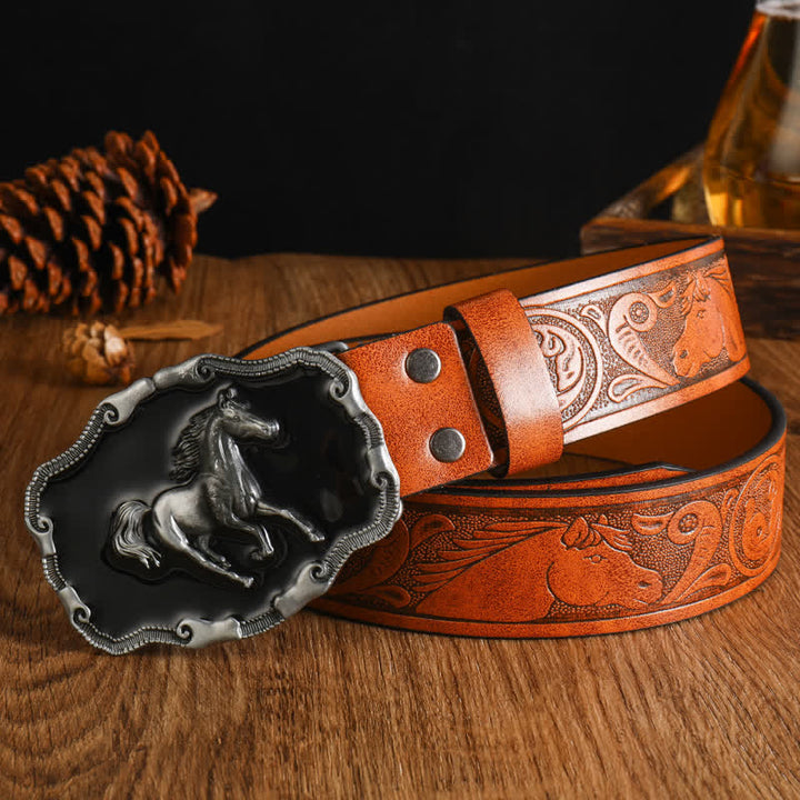 Cintura da uomo in pelle di cavallo da corsa nera e argentata - Stile n. 6 - 42 - image 11