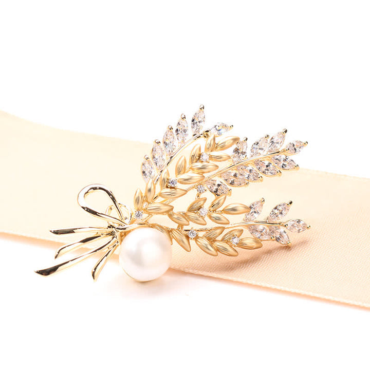 Spilla da donna con spiga di grano e zirconi abbaglianti - image 9