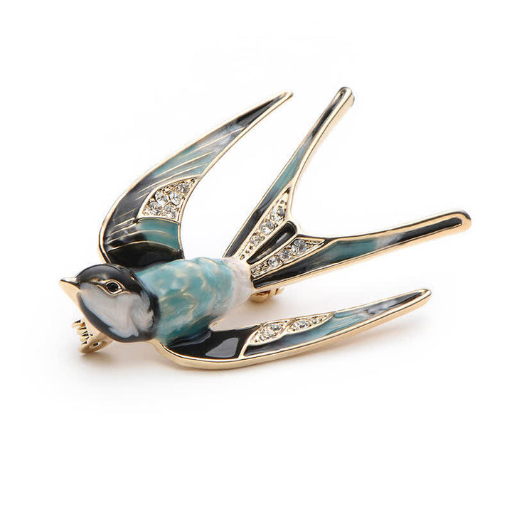 Spilla da donna con rondine in smalto carino - Blu - image 0