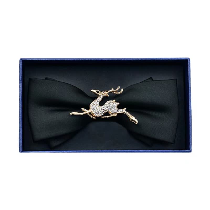 Papillon da uomo in metallo opaco con strass - Cervo - Nero - image 11