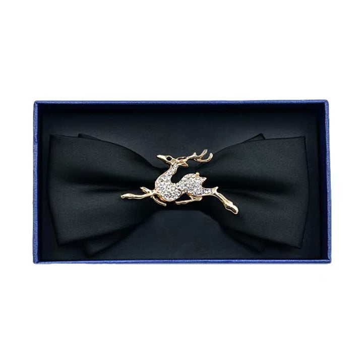 Papillon da uomo in metallo opaco con strass - Cervo - Nero - image 11