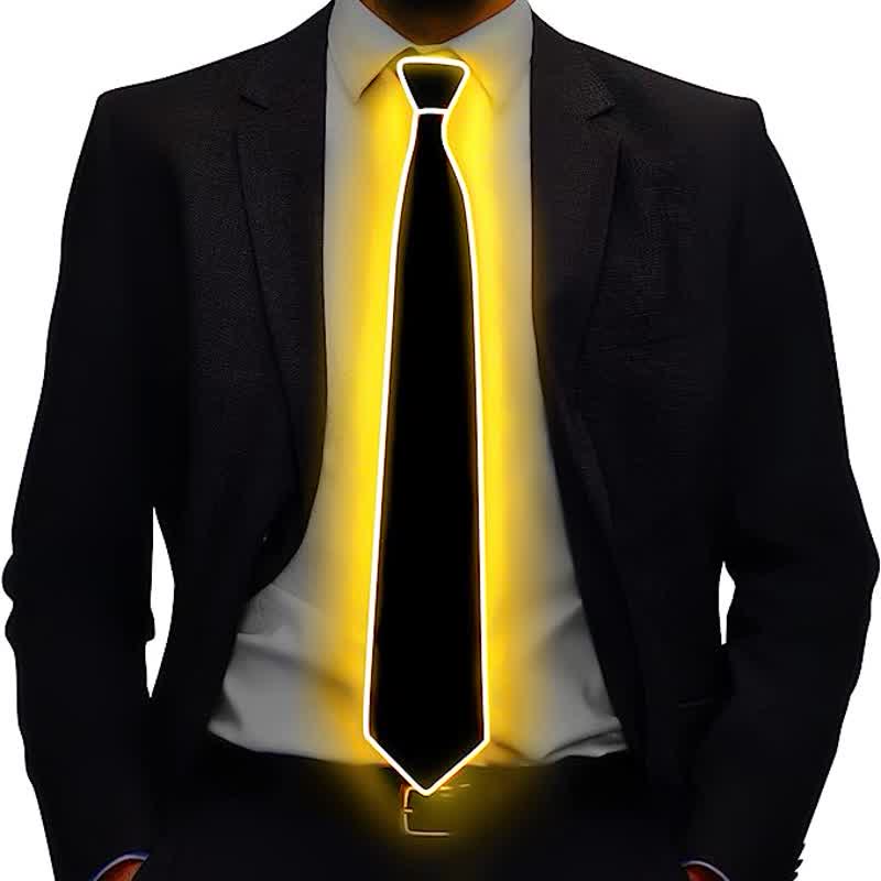 Cravatta luminosa colorata con LED al neon divertente - Giallo - image 8