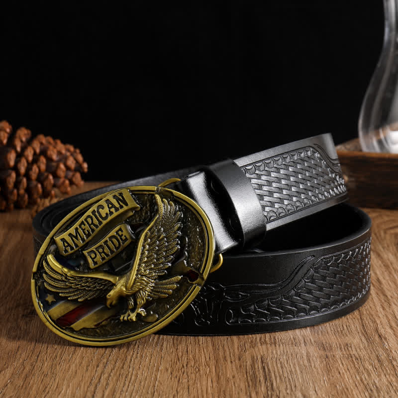 Cintura in pelle da uomo American Pride Bald Eagle - Nero #3 - 42 - image 8