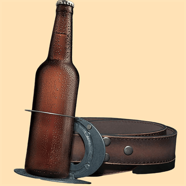 Cintura in pelle con fibbia porta birra creativa fai da te a forma di teschio e angelo da uomo - image 2