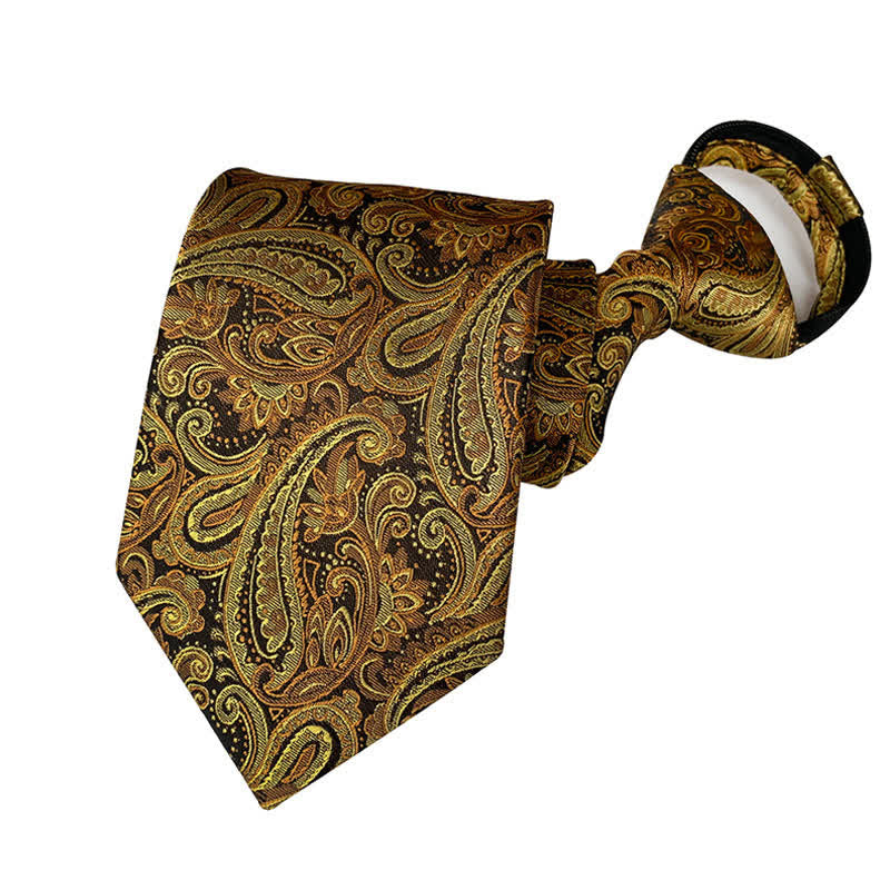 Cravatta floreale con cerniera Paisley retrò da uomo - Giallo - image 4