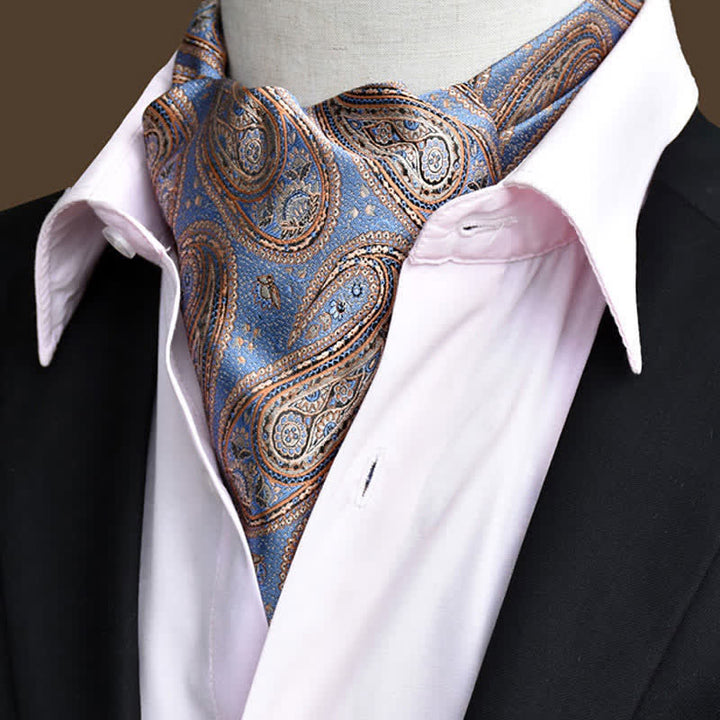 Cravatta Paisley Ascot floreale da uomo, per il tempo libero, in blu fiordaliso - FiordalisoBlu - image 0