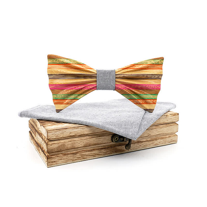 Set di 2 papillon in legno con effetto arricciato arcobaleno da uomo - Argento - image 10
