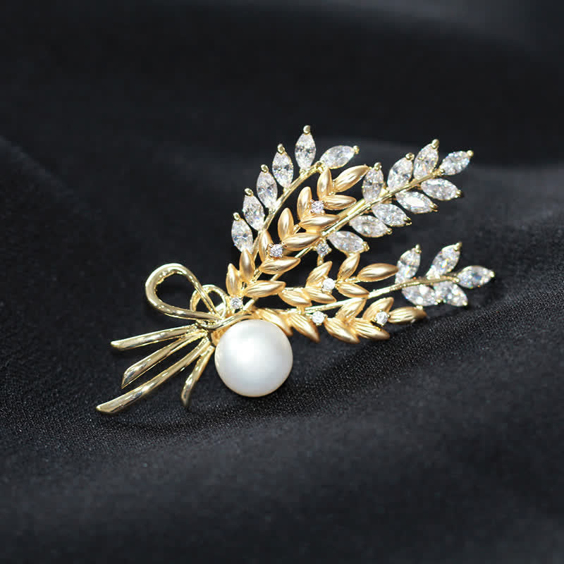 Spilla da donna con spiga di grano e zirconi abbaglianti - image 7