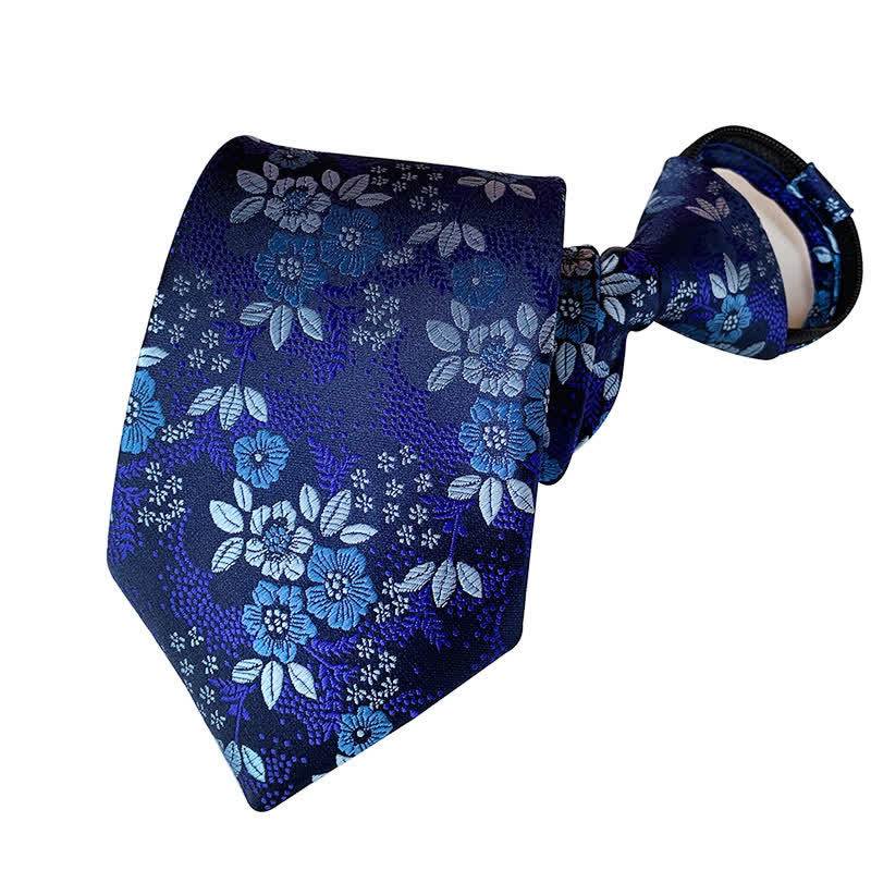 Cravatta floreale con cerniera Paisley retrò da uomo - Blu scuro - image 3