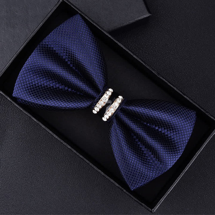 Papillon da uomo con motivo floreale Paisley a righe e strass - Reticolo della Marina - image 21