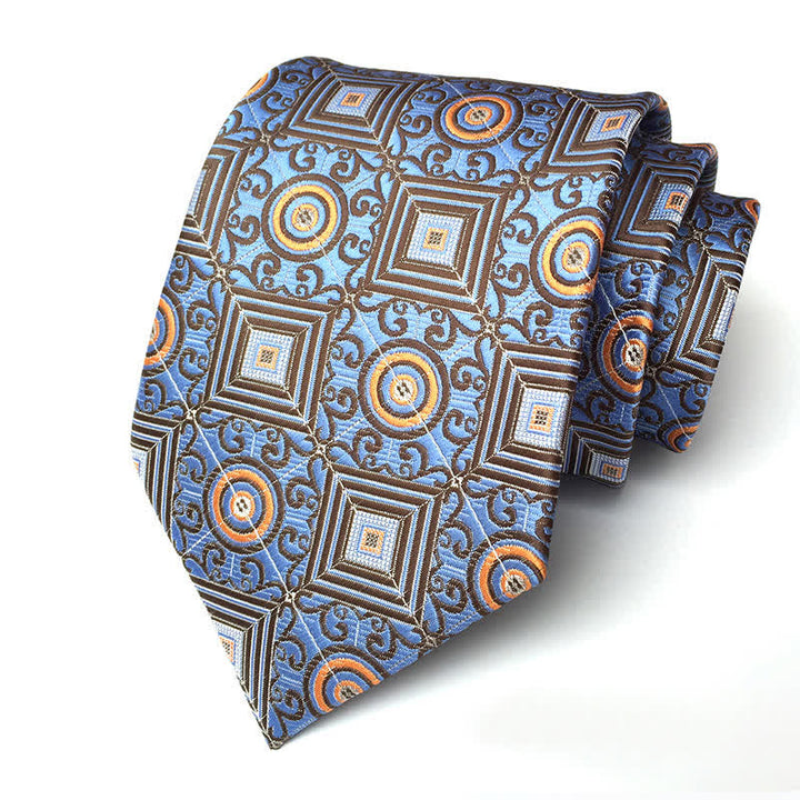 Cravatta da uomo con medaglione geometrico reale e fiore - FiordalisoBlu - image 4