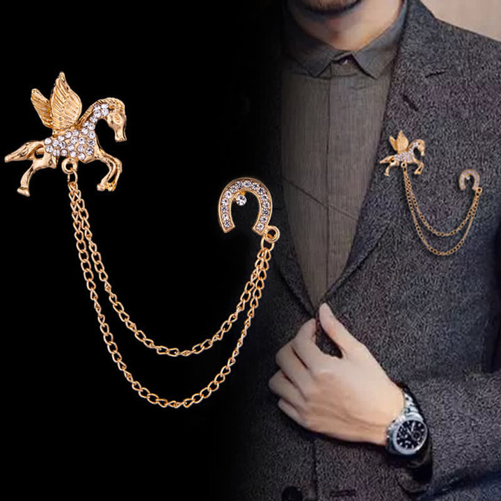 Spilla vintage con nappa Pegaso da uomo - Oro - image 0
