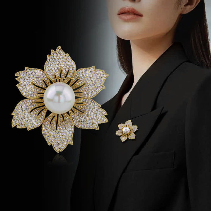 Spilla Bauhinia di lusso con perle brillanti da donna - image 6
