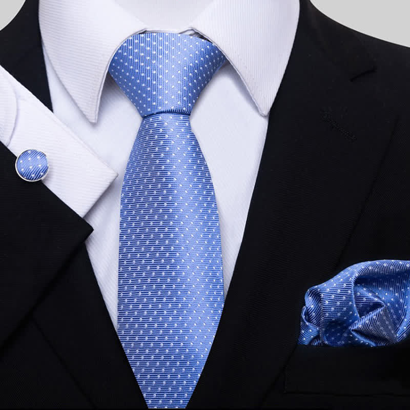 Set di 3 cravatte da uomo a pois bianchi e blu cielo - Blu cielo - image 0