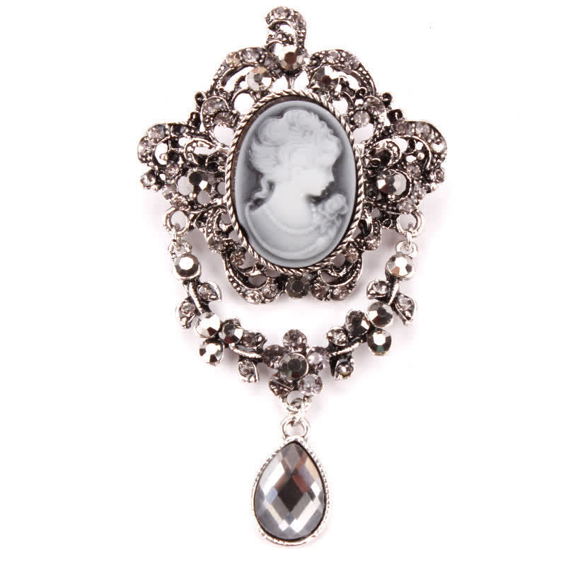Spilla a forma di lacrima con cammeo da fanciulla da donna - Argento - image 4