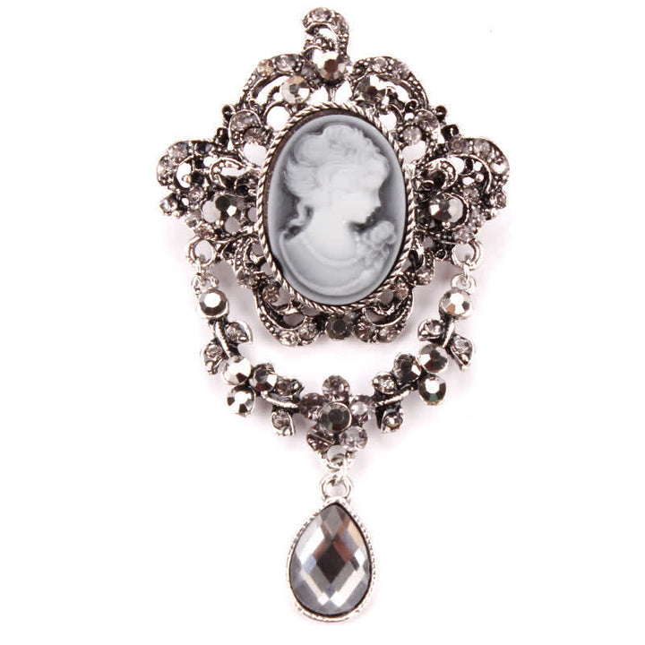 Spilla a forma di lacrima con cammeo da fanciulla da donna - Argento - image 4